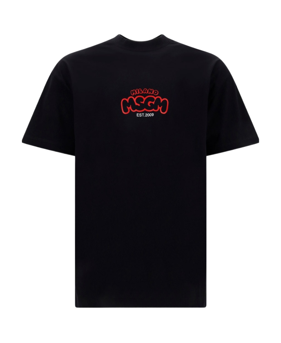 Msgm Graphic-print Cotton T-shirt In Black