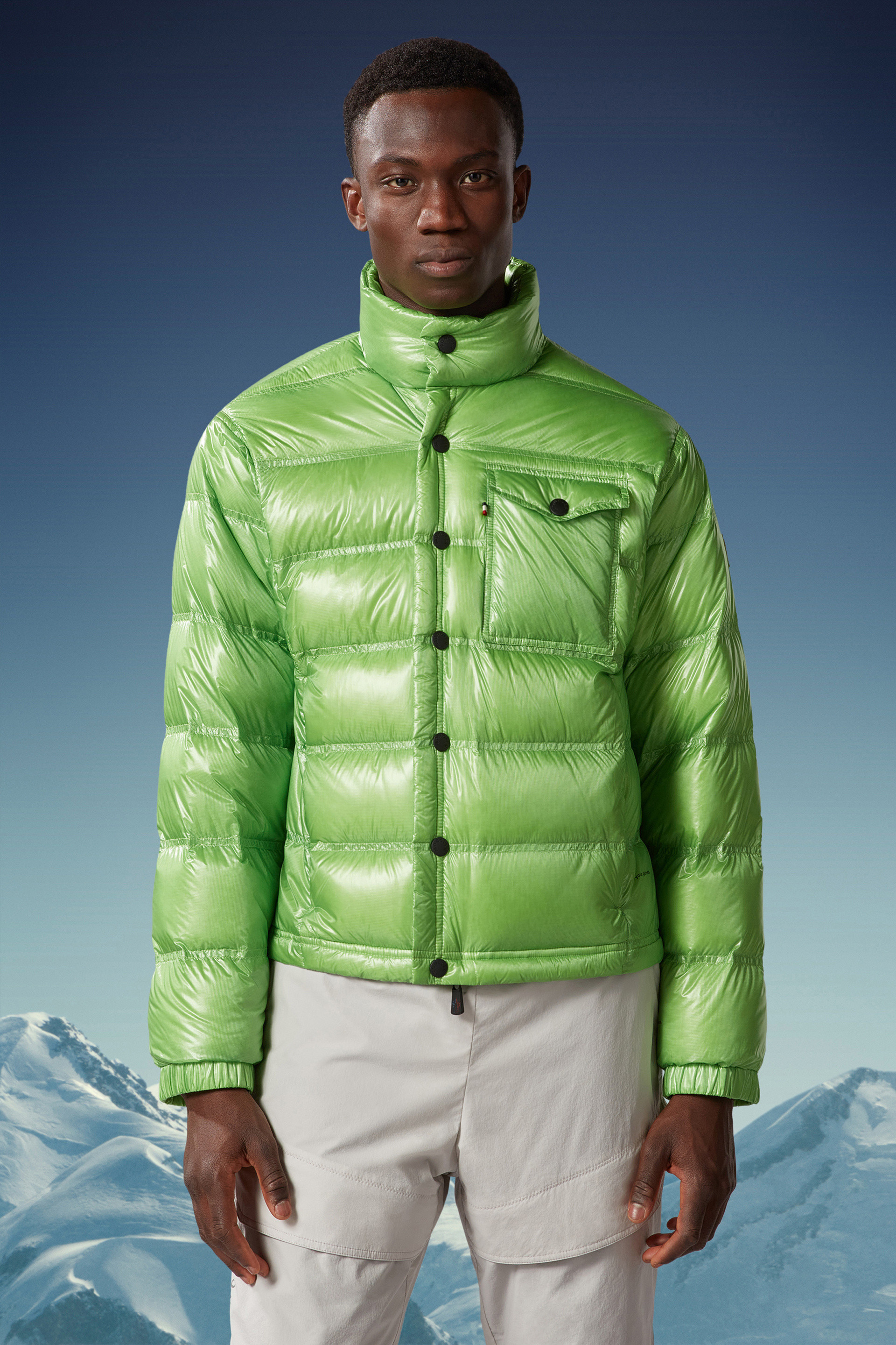 Shop Moncler Raffort Short Down Jacket In Green