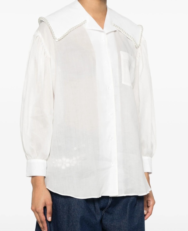 Simone Rocha Sailor-collar Puff-sleeves Shirt In White