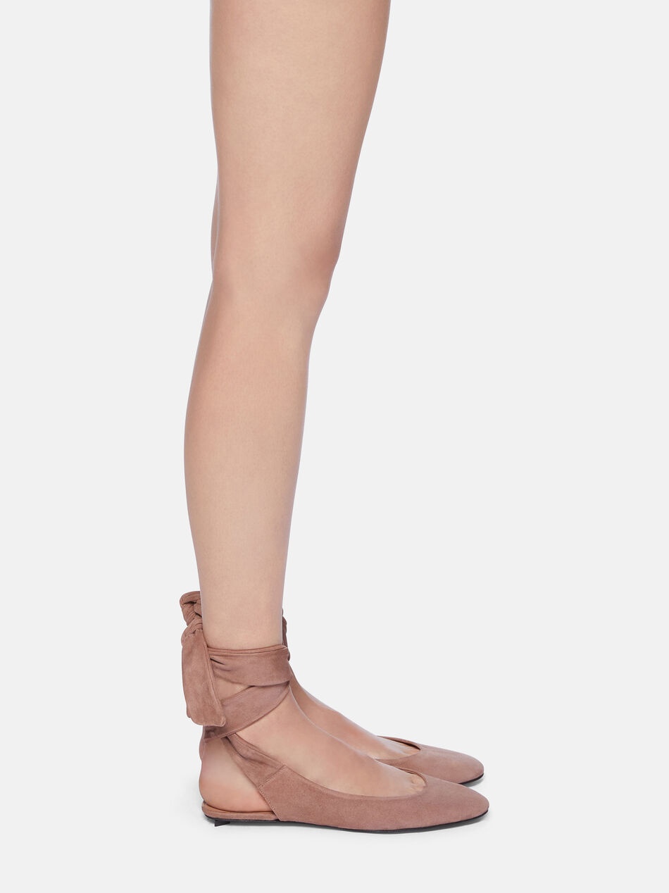 Attico Cloe Wraparound Leather Ballet Flats In Nude