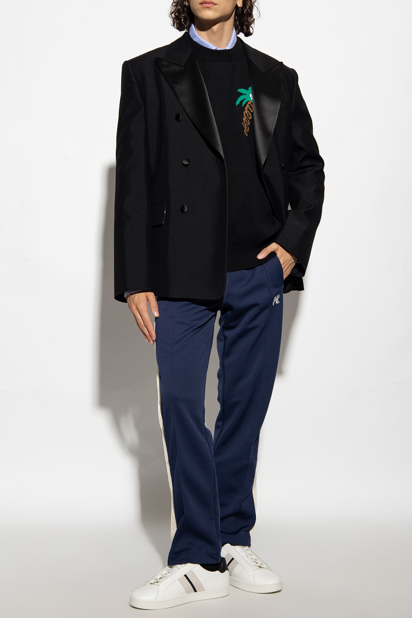 Palm Angels Black Wool Blend Sweater In Black
