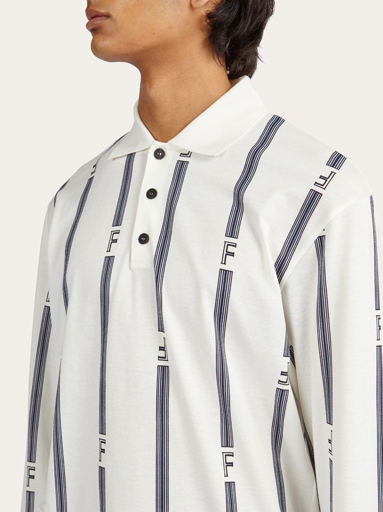 Ferragamo Long-sleeved Polo Shirt In White