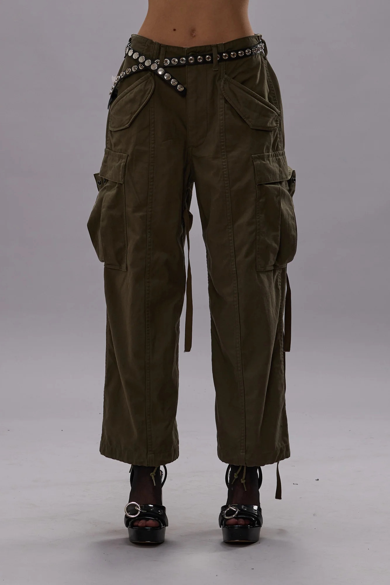 R13 Cotton Cargo Trousers In Green