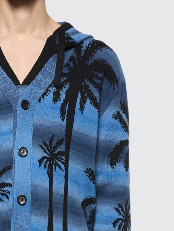 Shop Laneus Knitted Cardigan In Blue