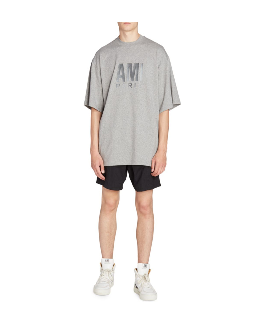 Ami Alexandre Mattiussi Ami Logo Embossed Elastic Waistband Swim Shorts In Black