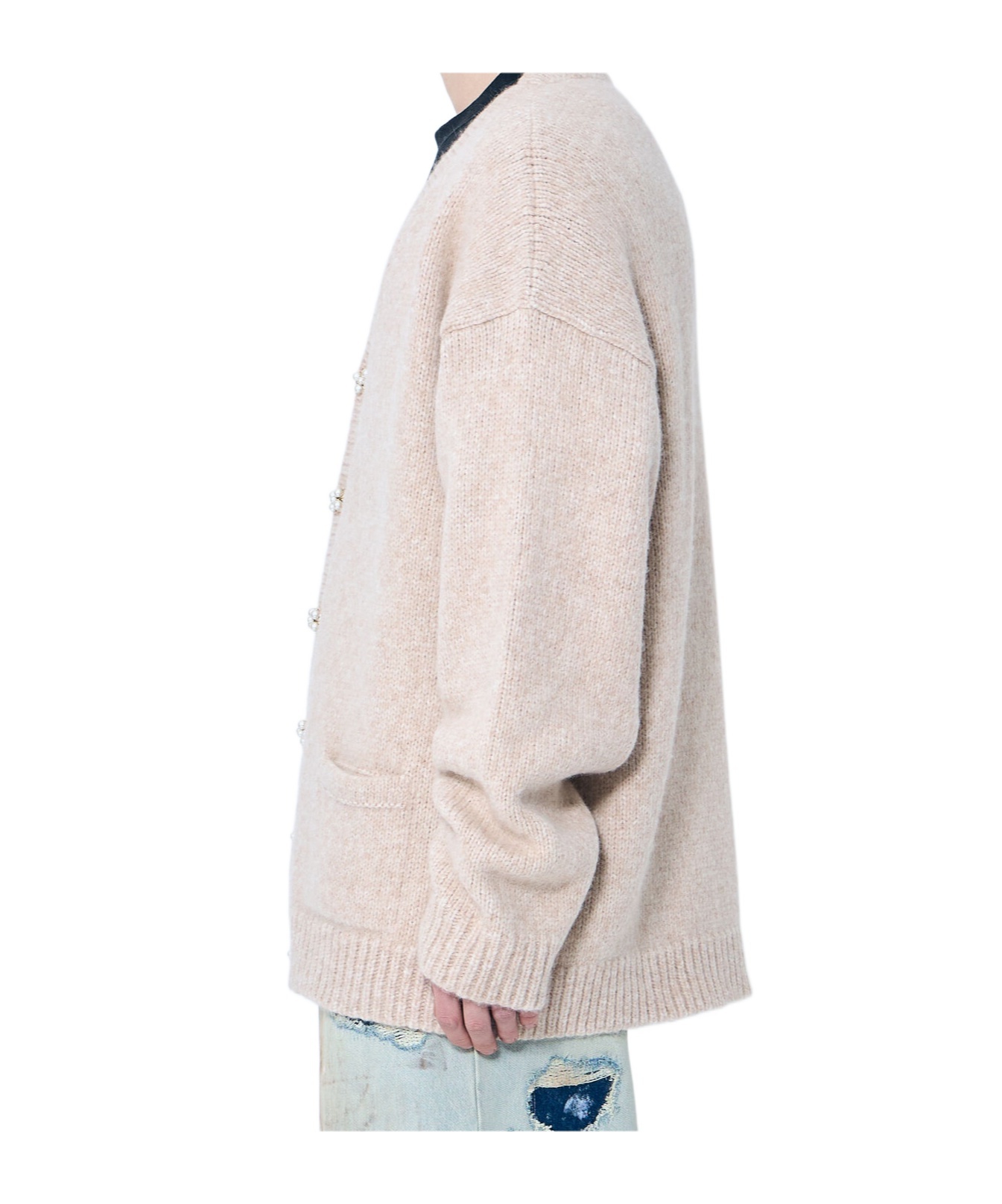 Vetements Classic Pearl Button Cardigan In Nude