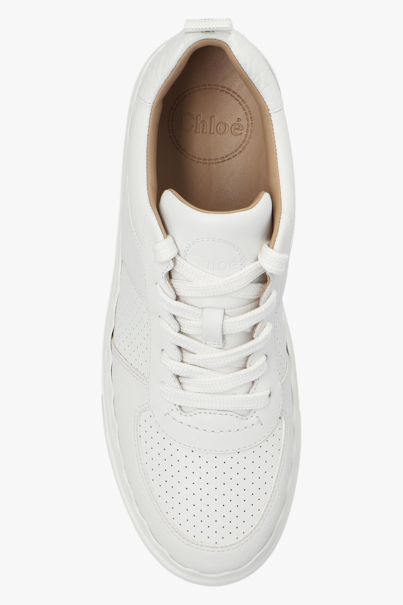 Chloé Lace-up Leather Sneakers In White