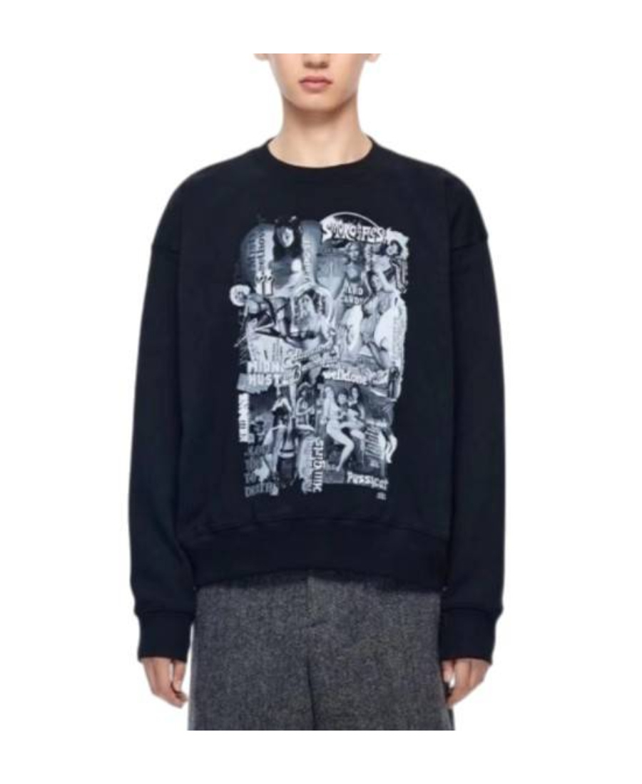 We11 Done We11done Graphic Printed Crewneck Sweatshirt In Black