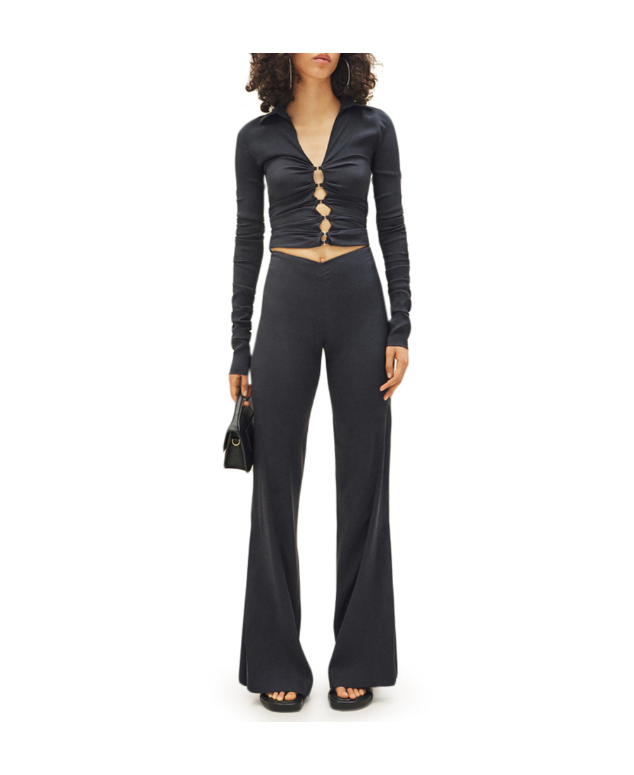 Jacquemus Soffio Mid-rise Flared Pants In Blue