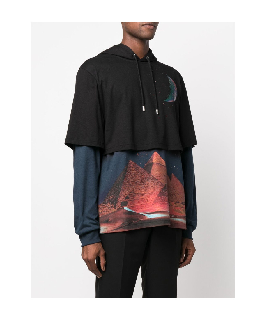 Lanvin Sci-fi Print Layered Hoodie In Black