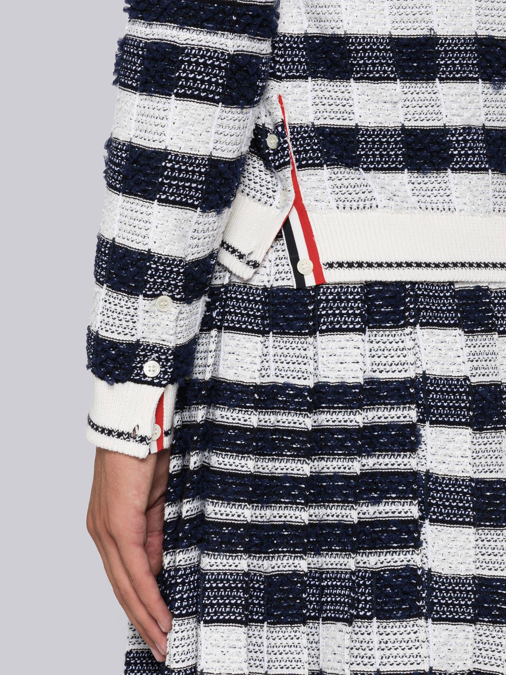 Thom Browne 4-bar Stripe Gingham-check Cardigan In White