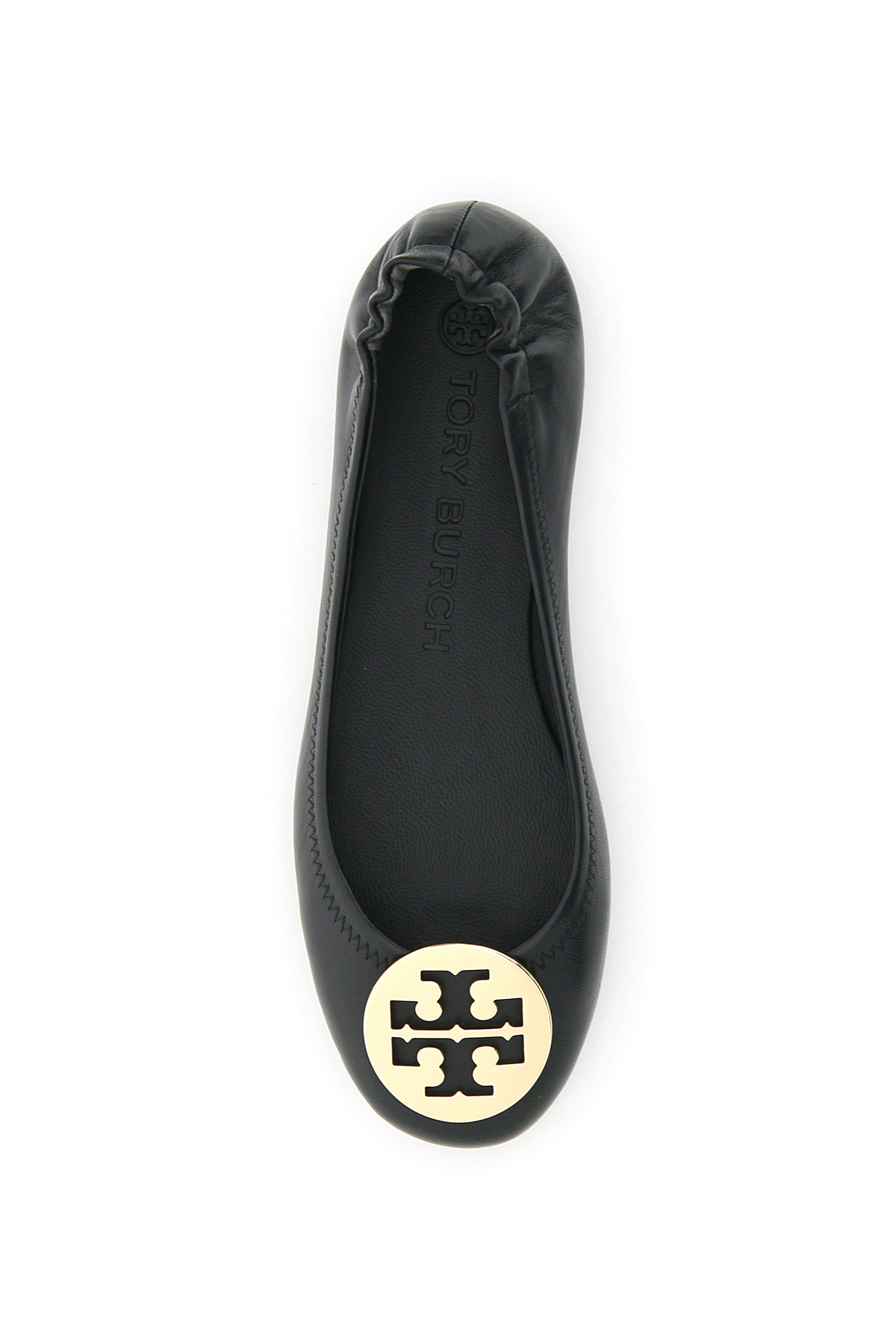 Tory Burch Leather Ballerinas With Metal Logo On The Front In Multi