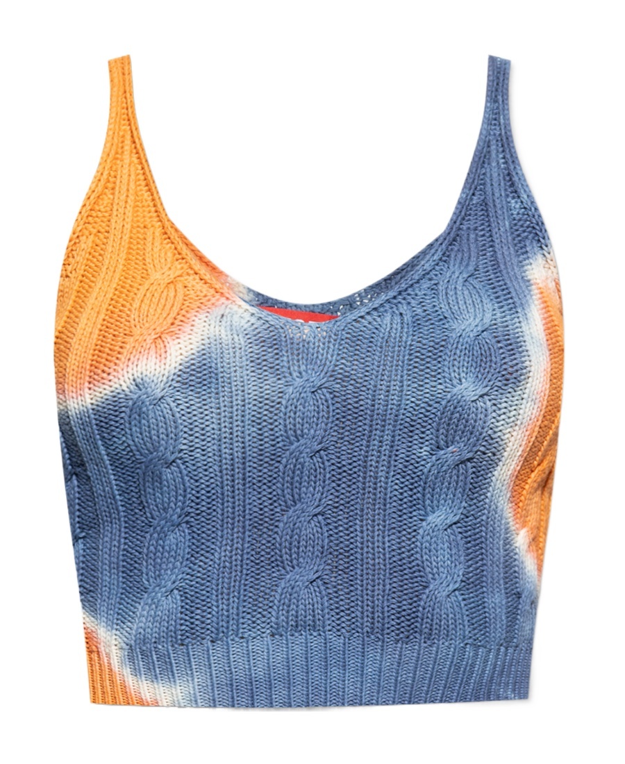 Diesel M-mila Cable-knit Crop Top In Blue
