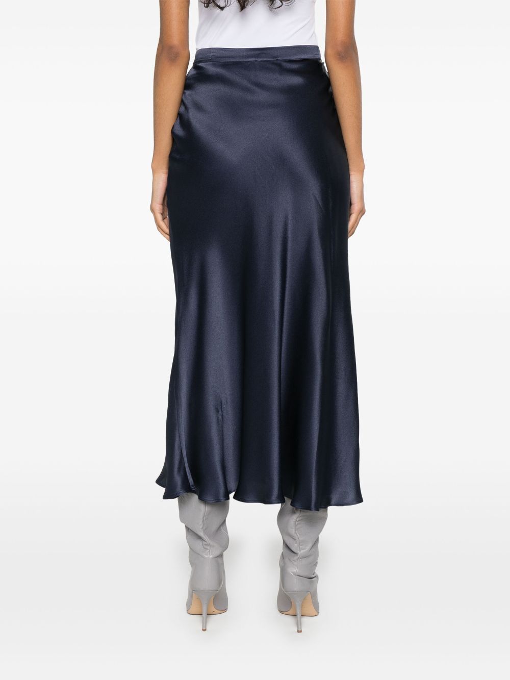 Semicouture Semi Couture Flowing Blue Wrap Maxi Skirt In Black