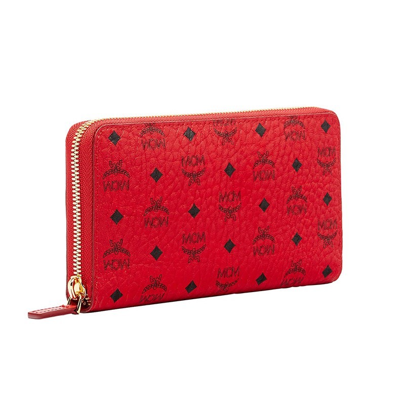 Mcm Long Zipper Wallet. In Red
