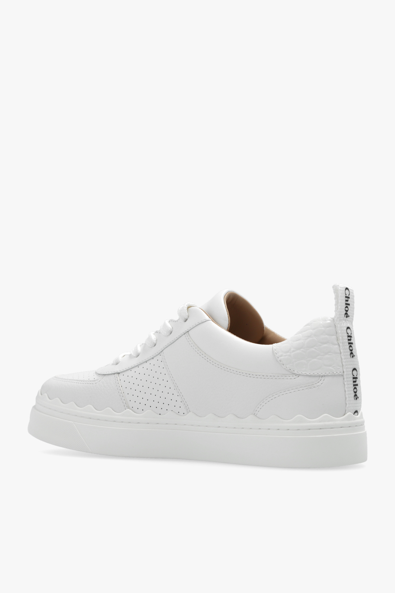 Chloé Lace-up Leather Sneakers In White