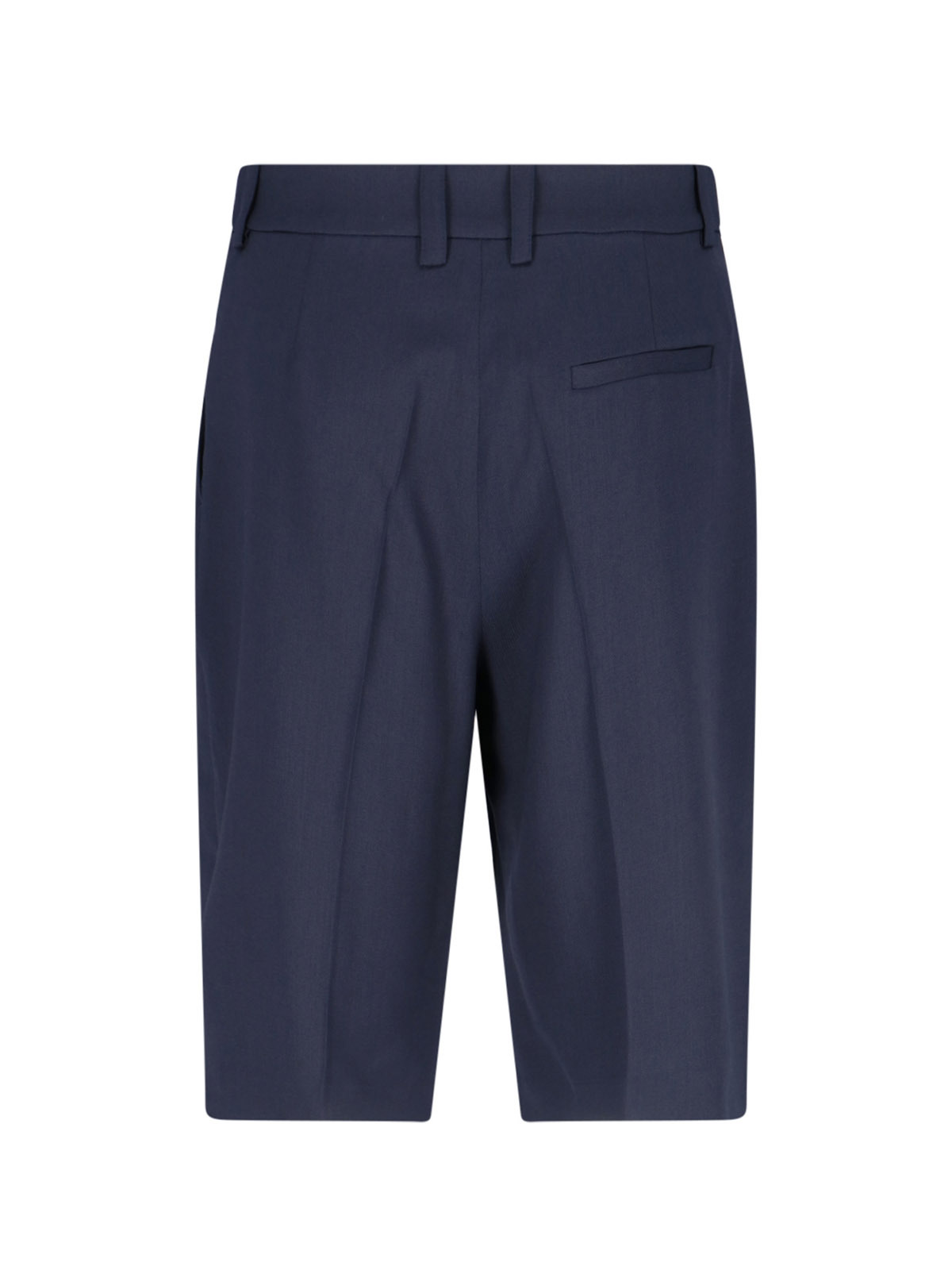 The Frankie Shop Womens Navy Bilbao Pleated Wool Bermuda Shorts
