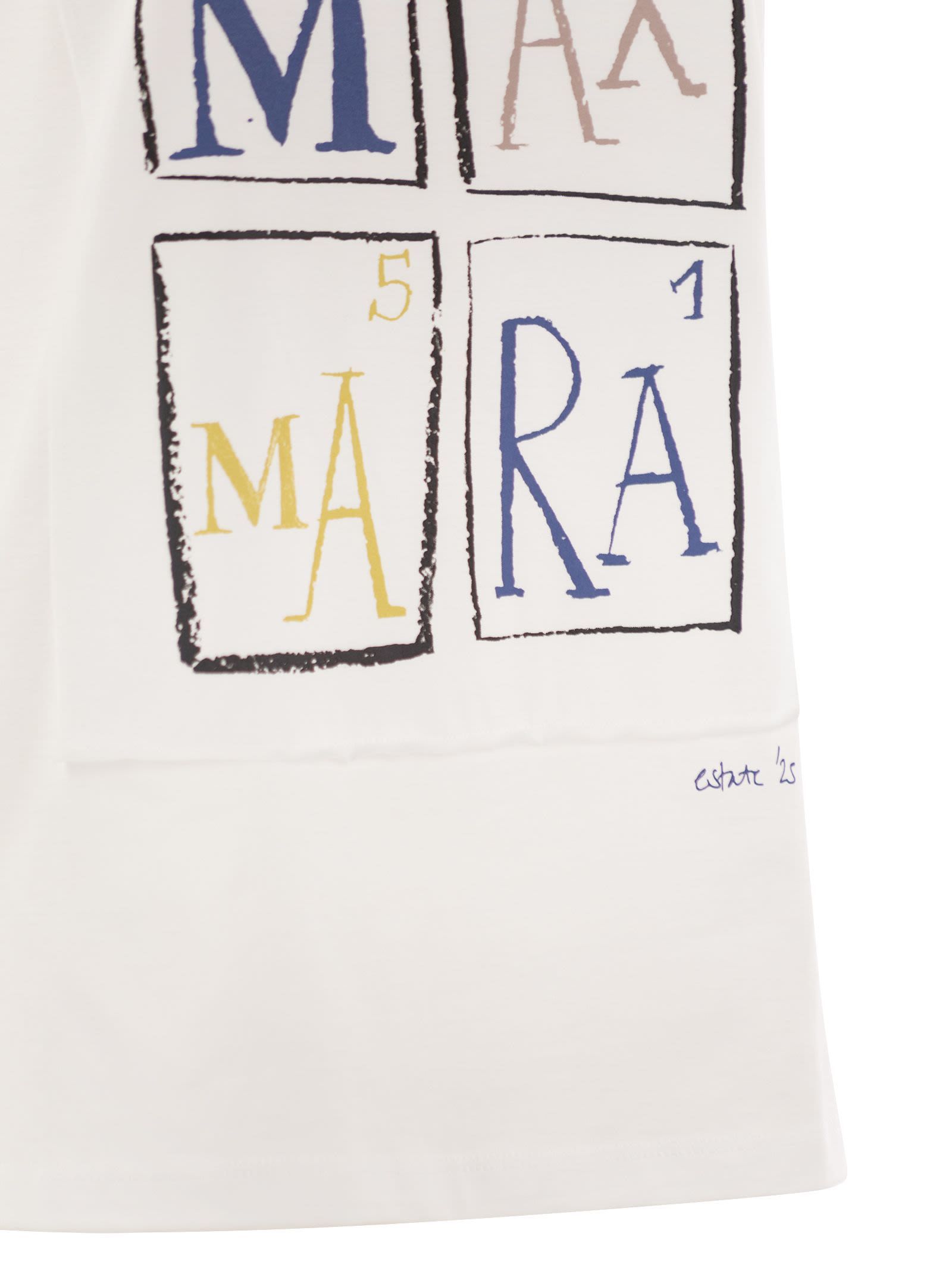 Max Mara Graphic Print Short Sleeve Top Collection In White