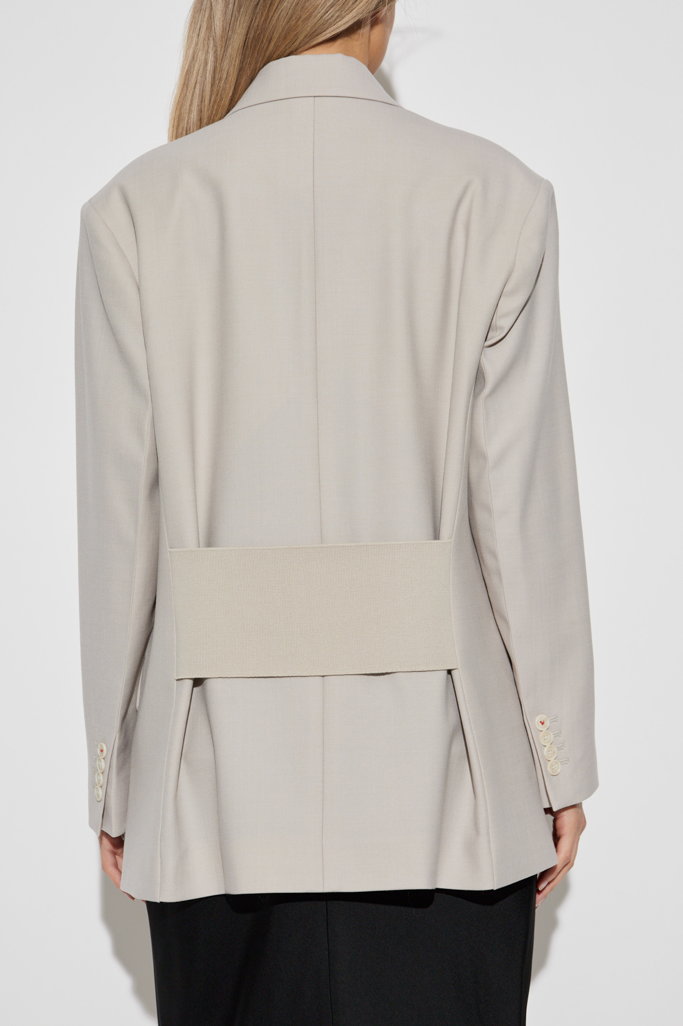Victoria Beckham Light Grey Double-breasted Blazer With Notched Lapels
