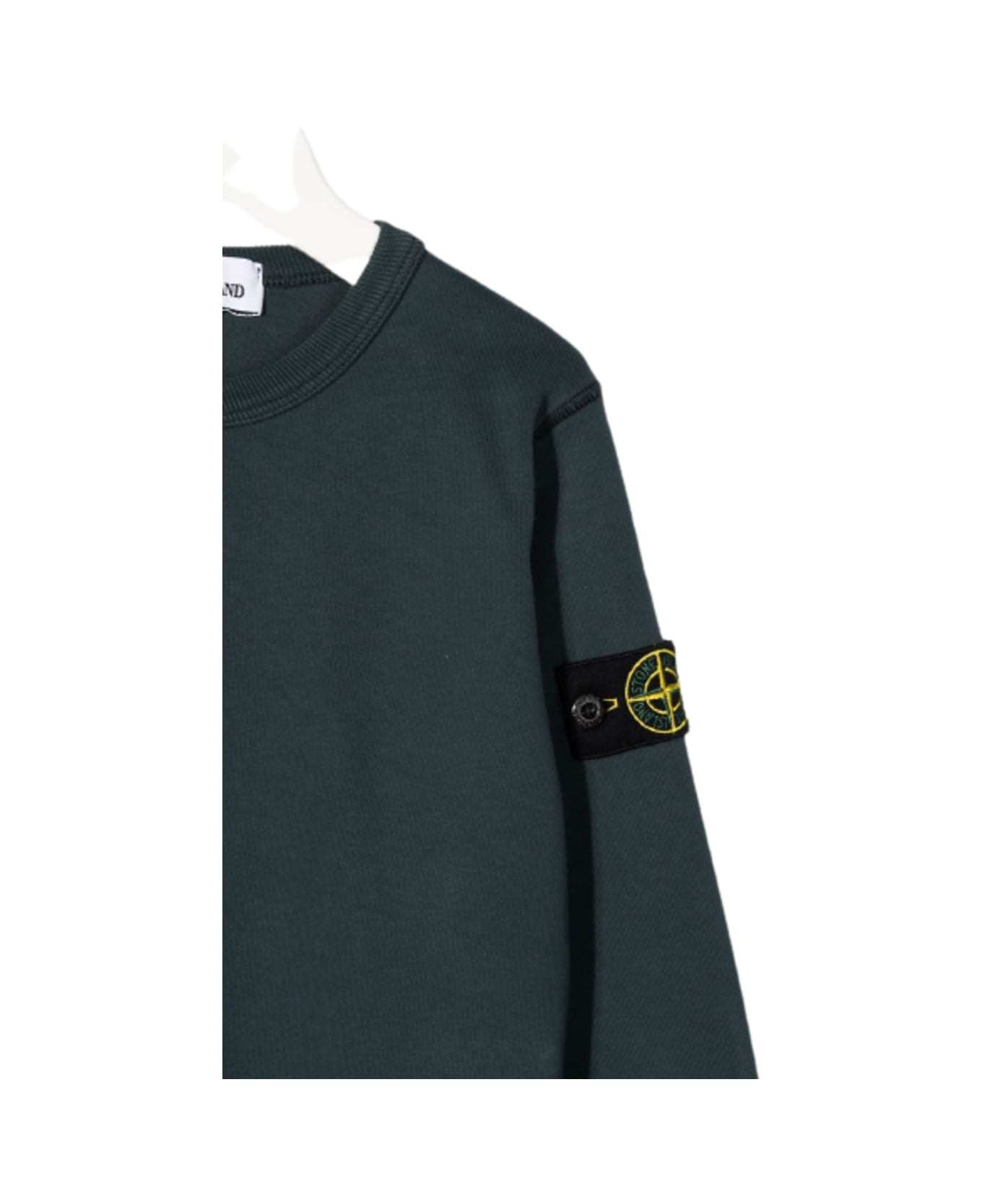 Stone Island Compass-badge Cotton Sweatshirt In Green