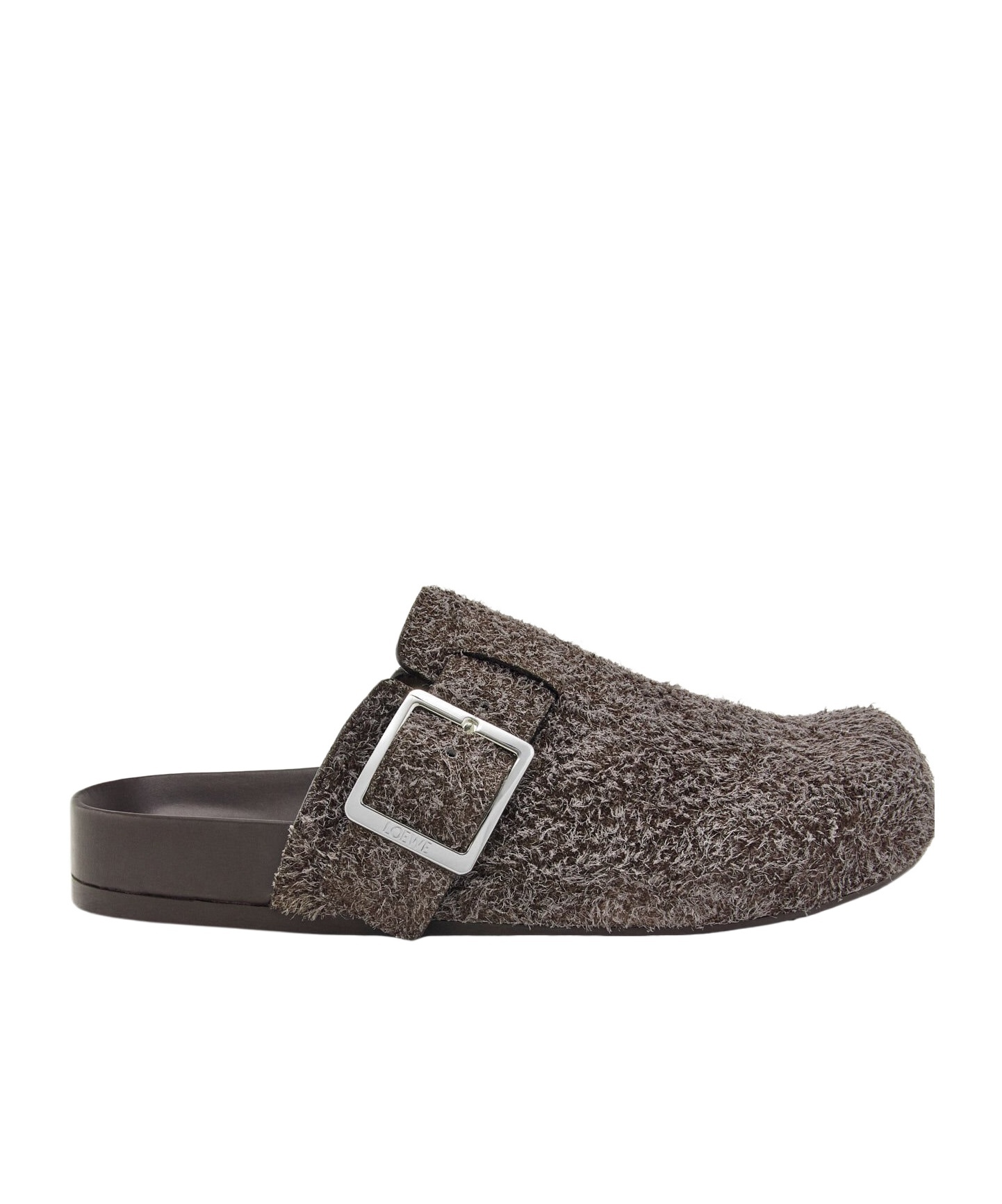 Loewe Mud Suede Ease Buckle Slippers In Black