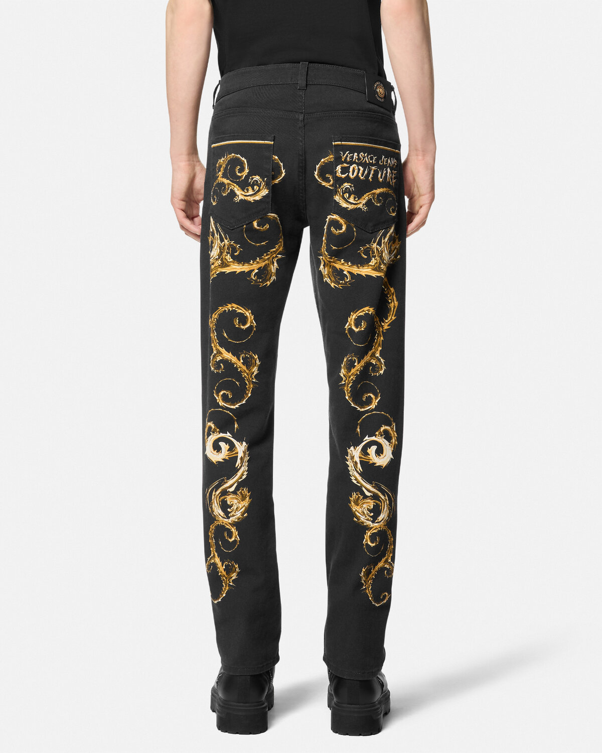 Versace Jeans Belt-loop Jeans In Black