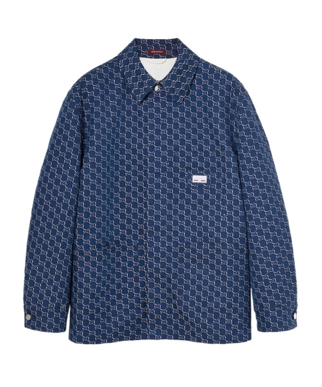 Gucci Gg Shadow-jacquard Cotton Jacket In Blue