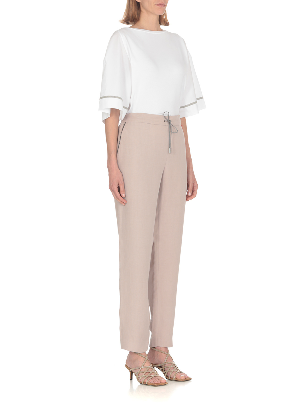 Fabiana Filippi Drawstring Waist Casual Trousers In Nude
