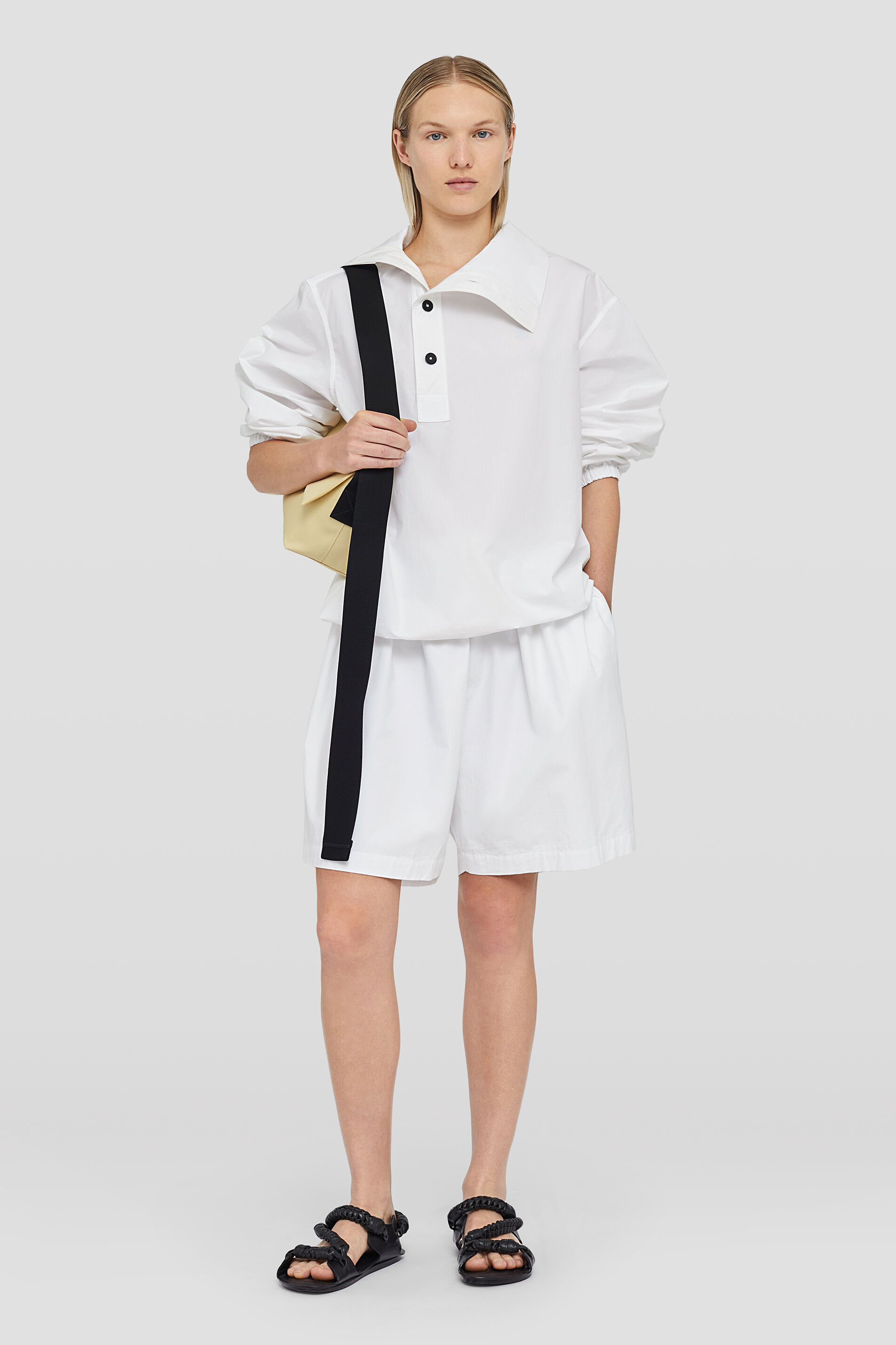 Jil Sander Funnel-neck Asymmetric Blouse In White