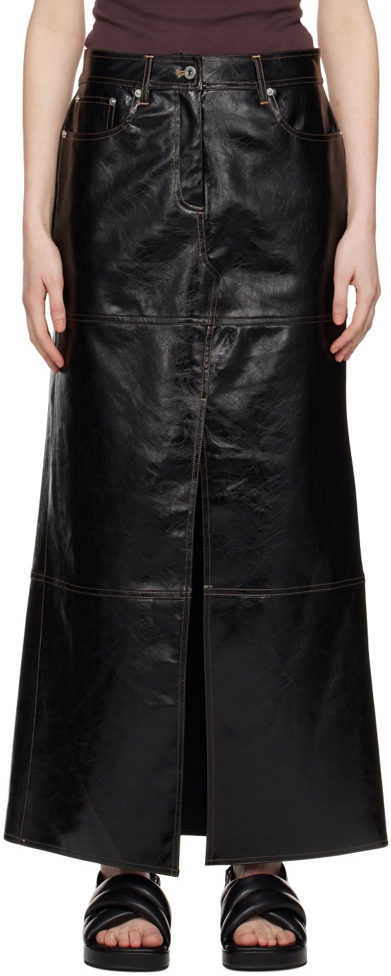 Stand Studio Faux Leather Skirt With Belt Loops In Black