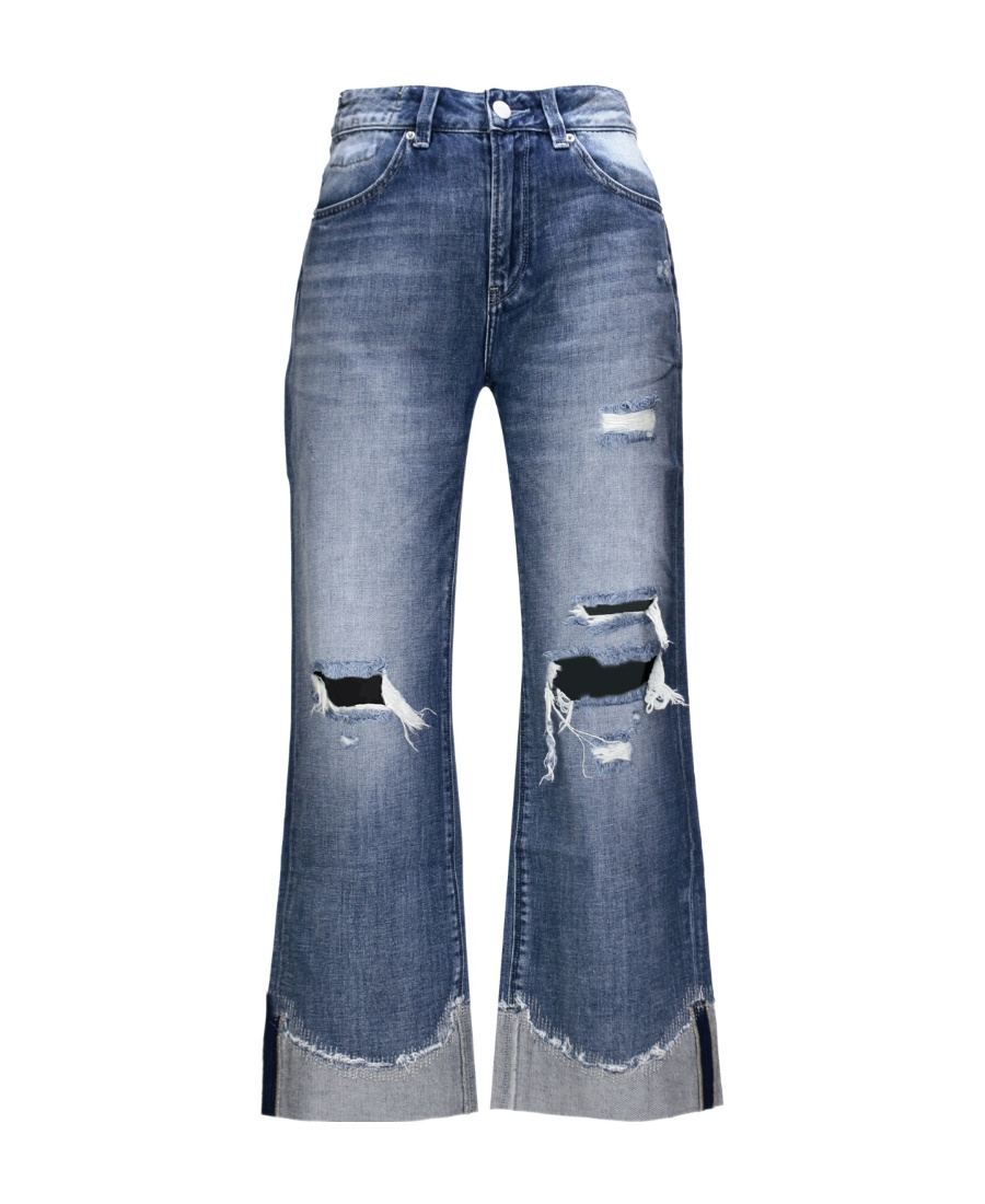 Liuregali Faded Imitation Denim Trousers In Blue
