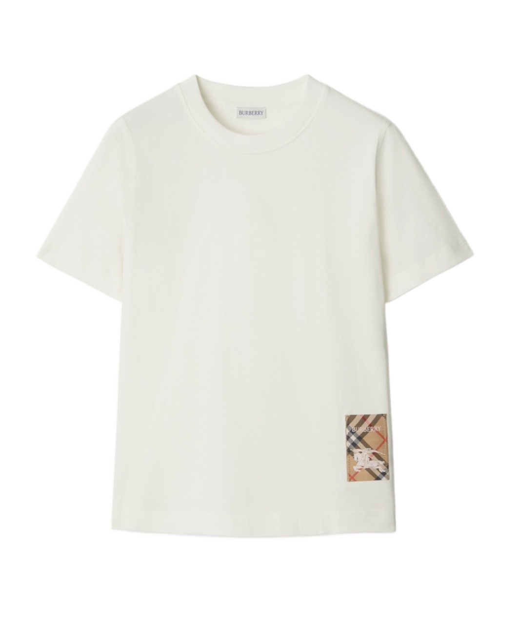 Burberry Cotton T-shirt With Check Application In White