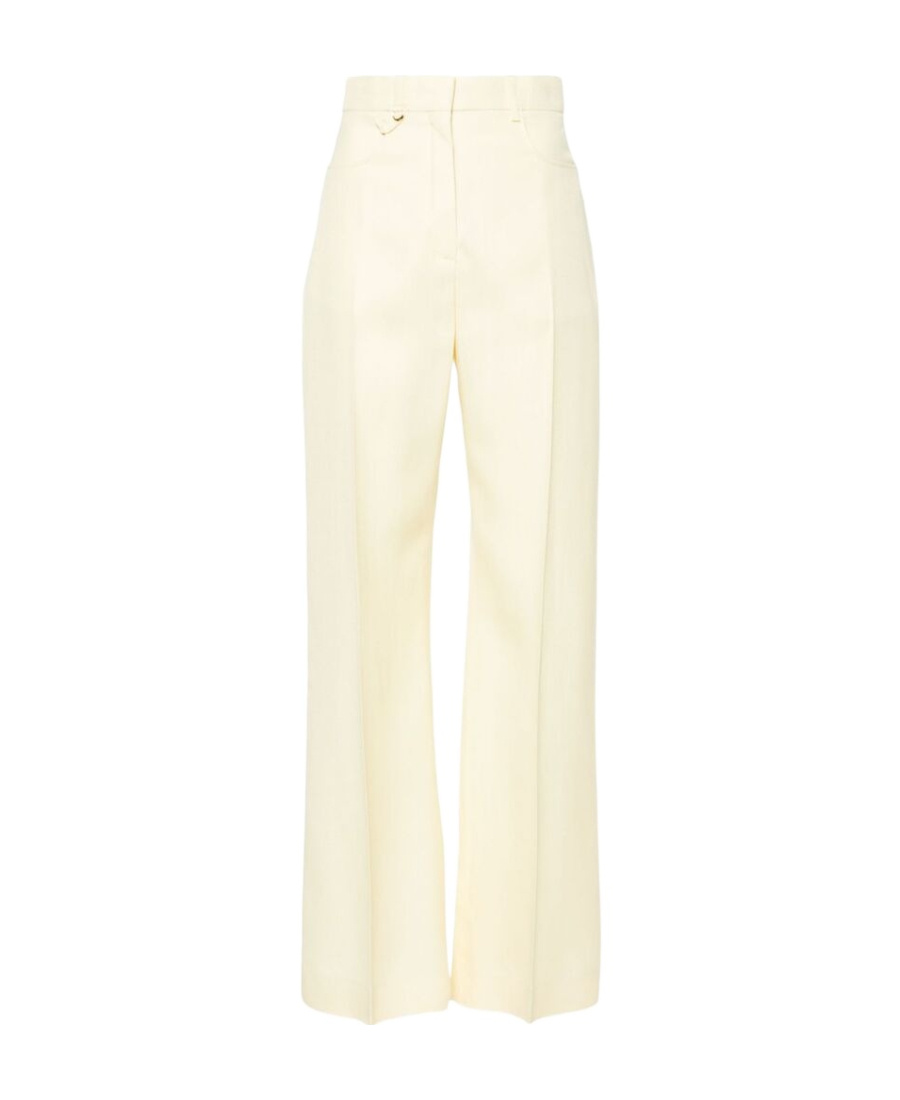 Jacquemus High Waist Flared Pants In White