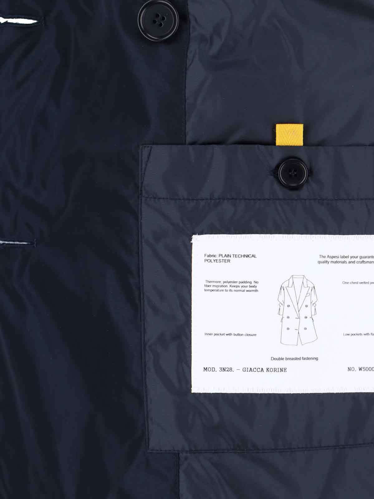 Aspesi Double-breasted Blazer Notched Lapels In Blue