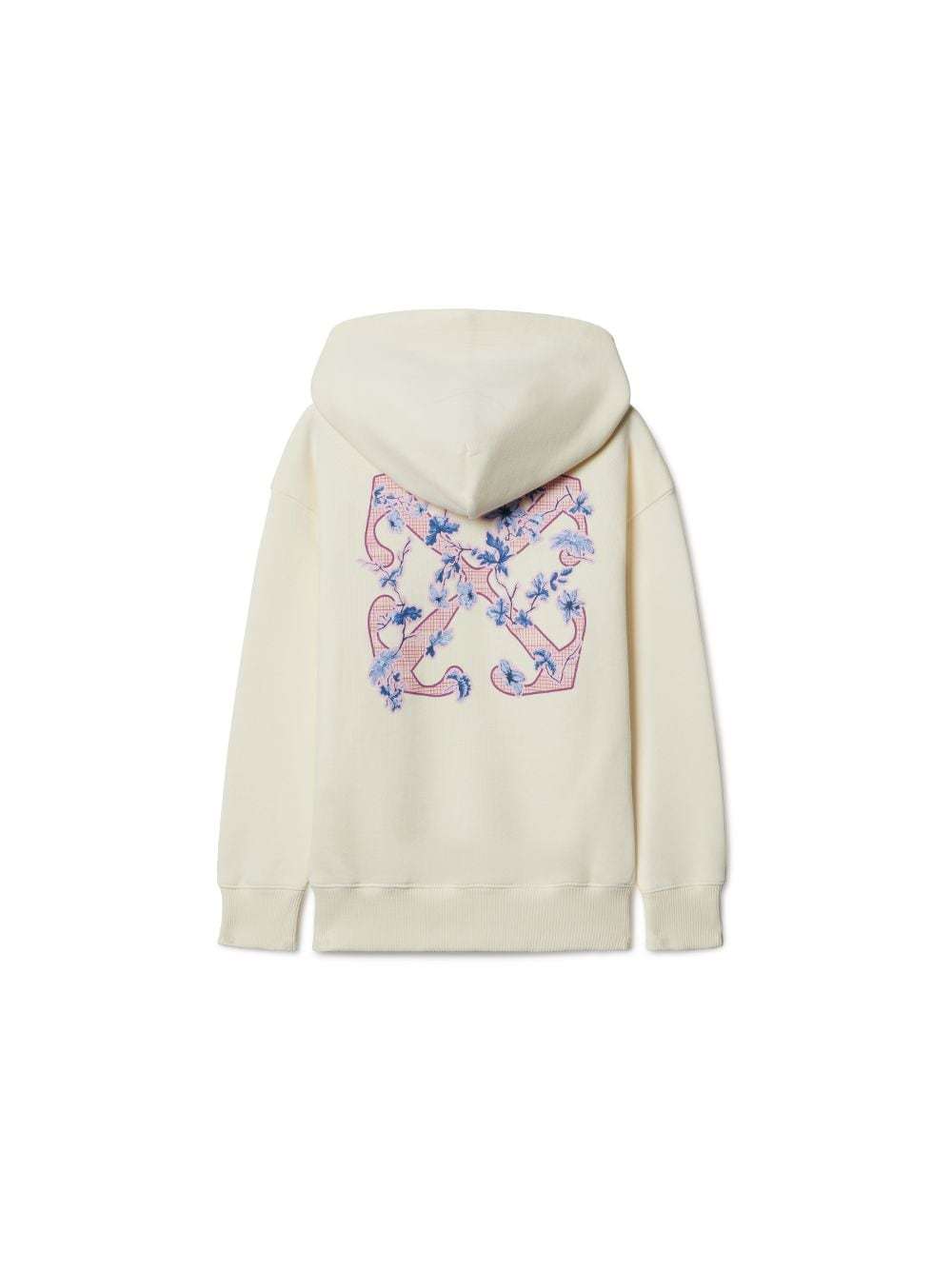 Off-white Arrow Flowers Cotton Hoodie In White