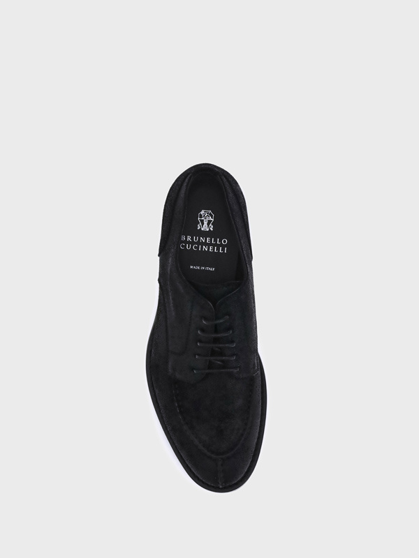 Brunello Cucinelli Almond Toe Lace-up Shoes In Black
