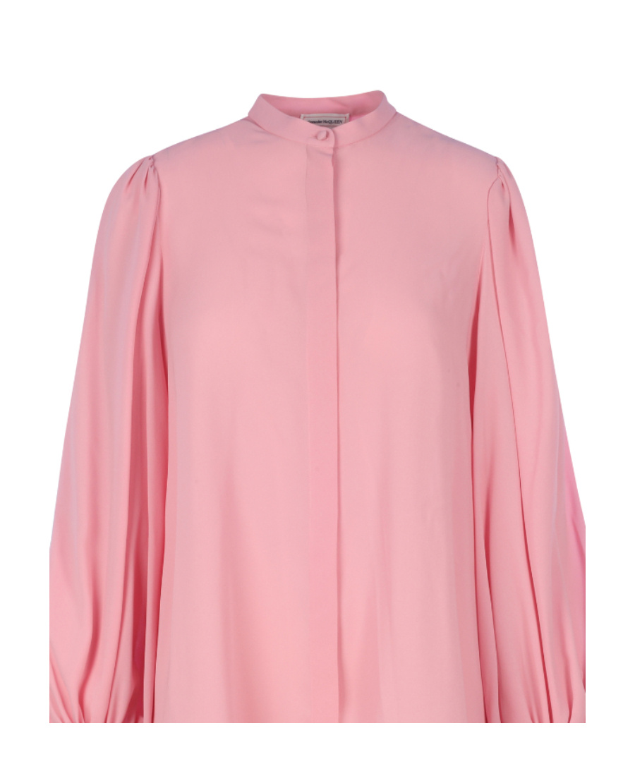 Alexander Mcqueen Collarless Draped-sleeve Blouse In Pink