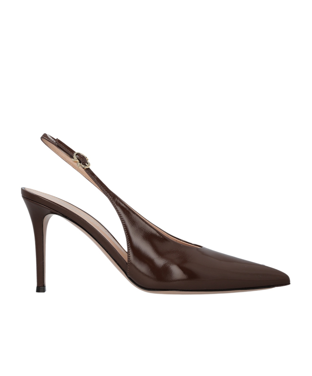 Gianvito Rossi Robbie 85 Patent Leather Slingback Pumps In Brown