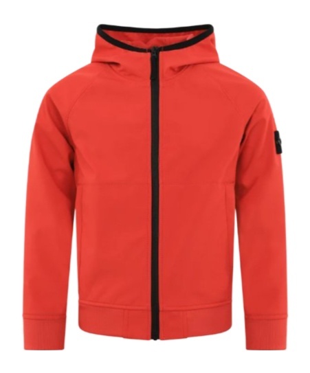 Stone Island Logo Hooded Jacket In Red