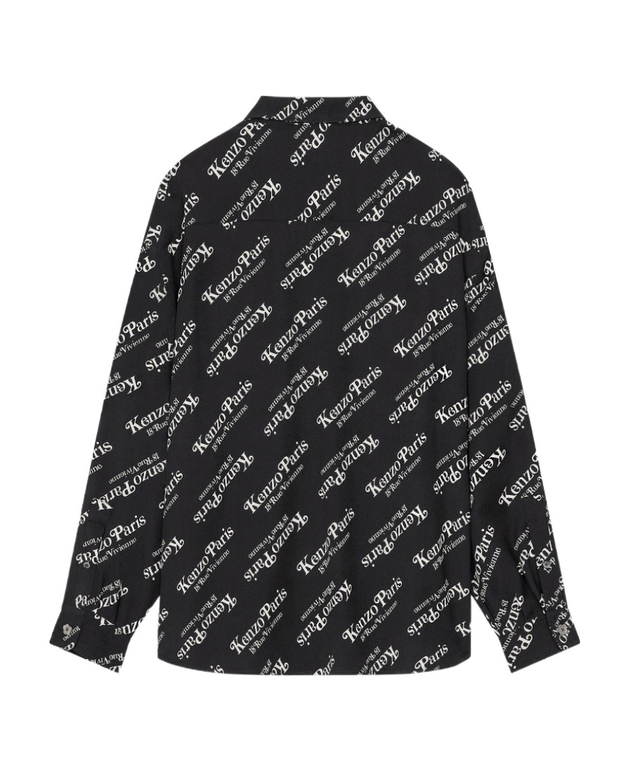 Kenzo Logo-print Twill Shirt In Black