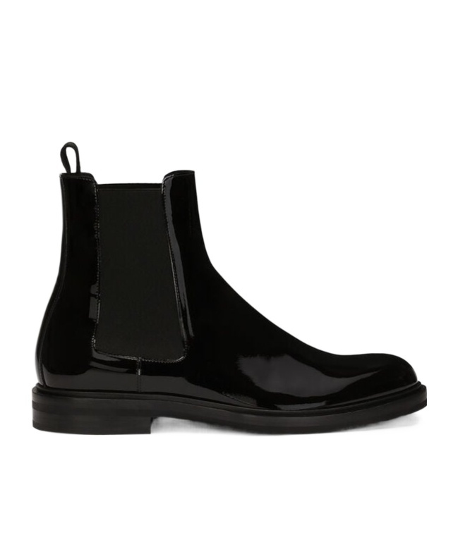 Dolce & Gabbana Altavilla Patent Leather Ankle Boots In Black