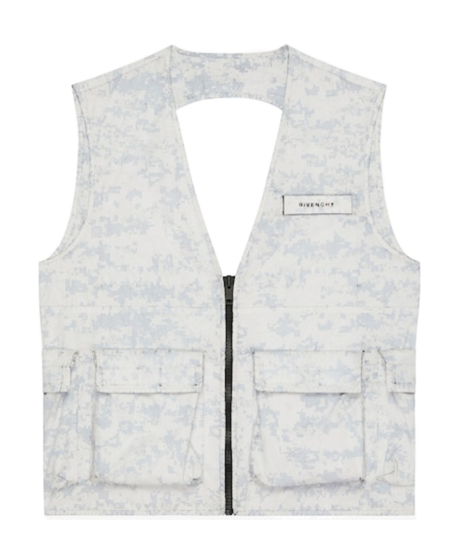 Givenchy Camouflage Pattern V Collar Work Sleeveless Vest In White