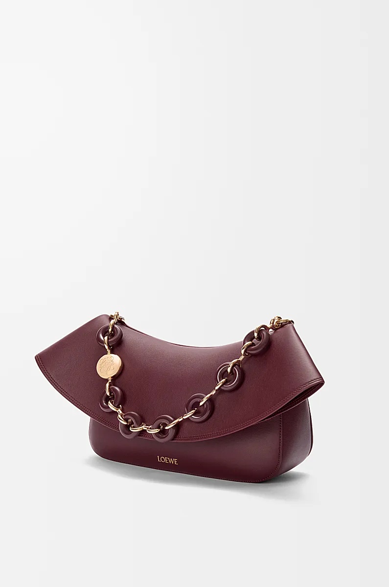 Loewe Womens Dark Burgundy Medium Ola Leather Shoulder Bag