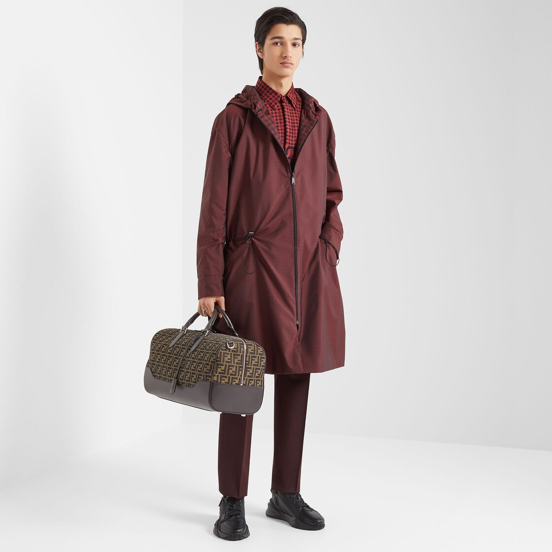 Fendi Reversible Drawstring Hooded Parka In Brown