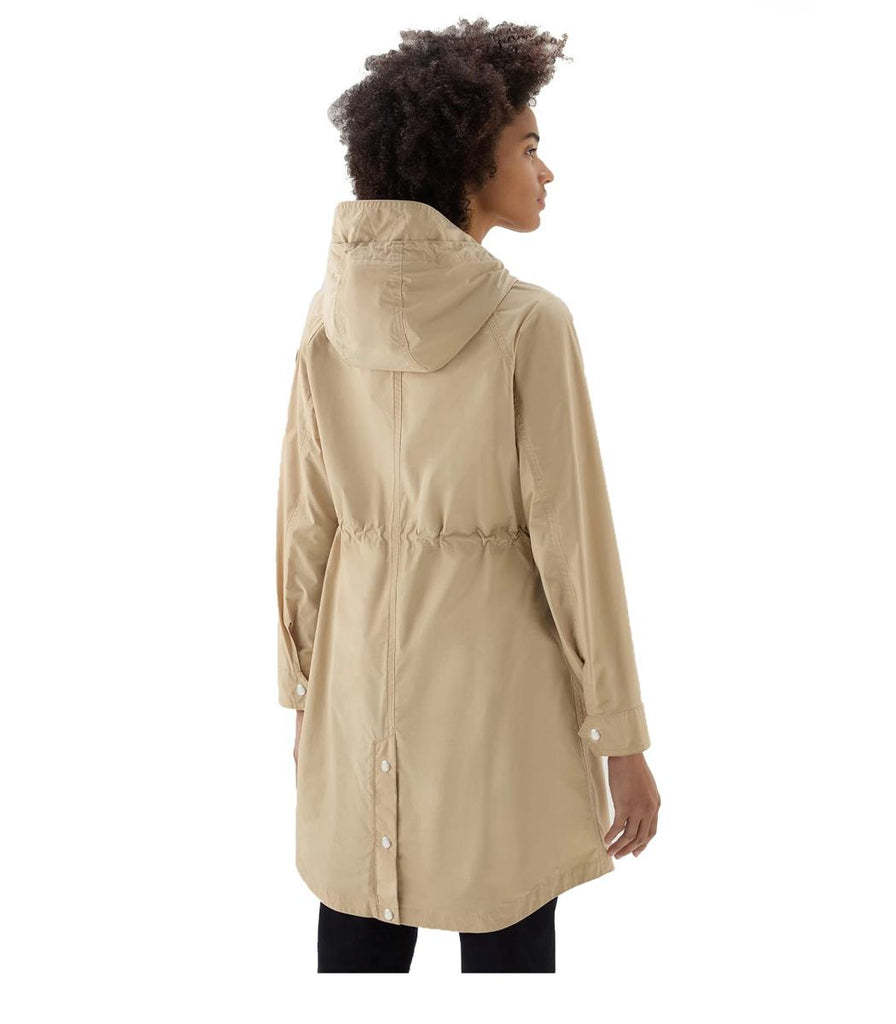 Woolrich Logo Hooded Coat In Nude