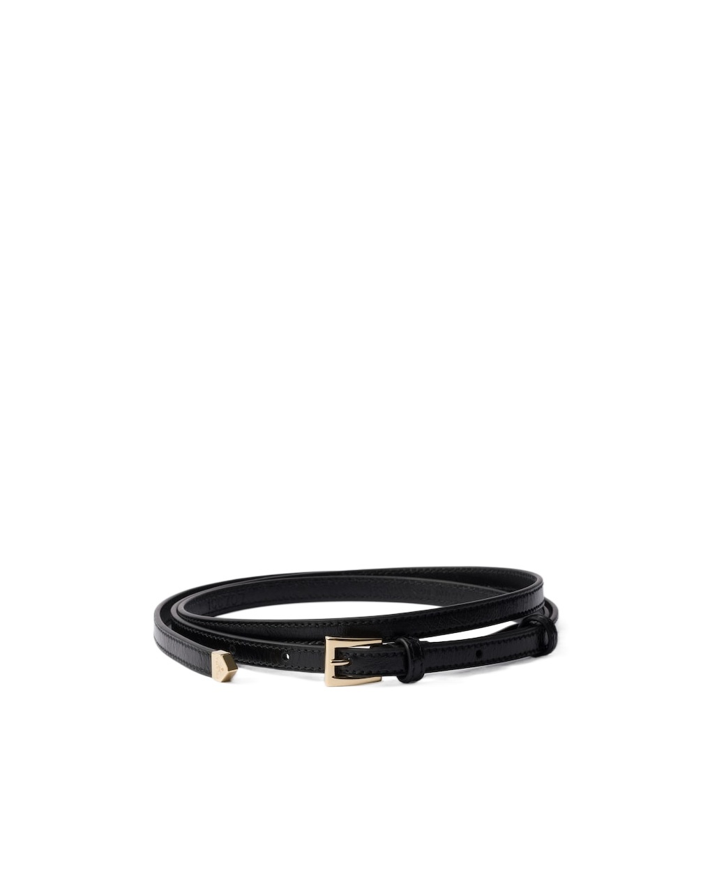 Prada Womens Black Square-buckle Leather Belt In Black