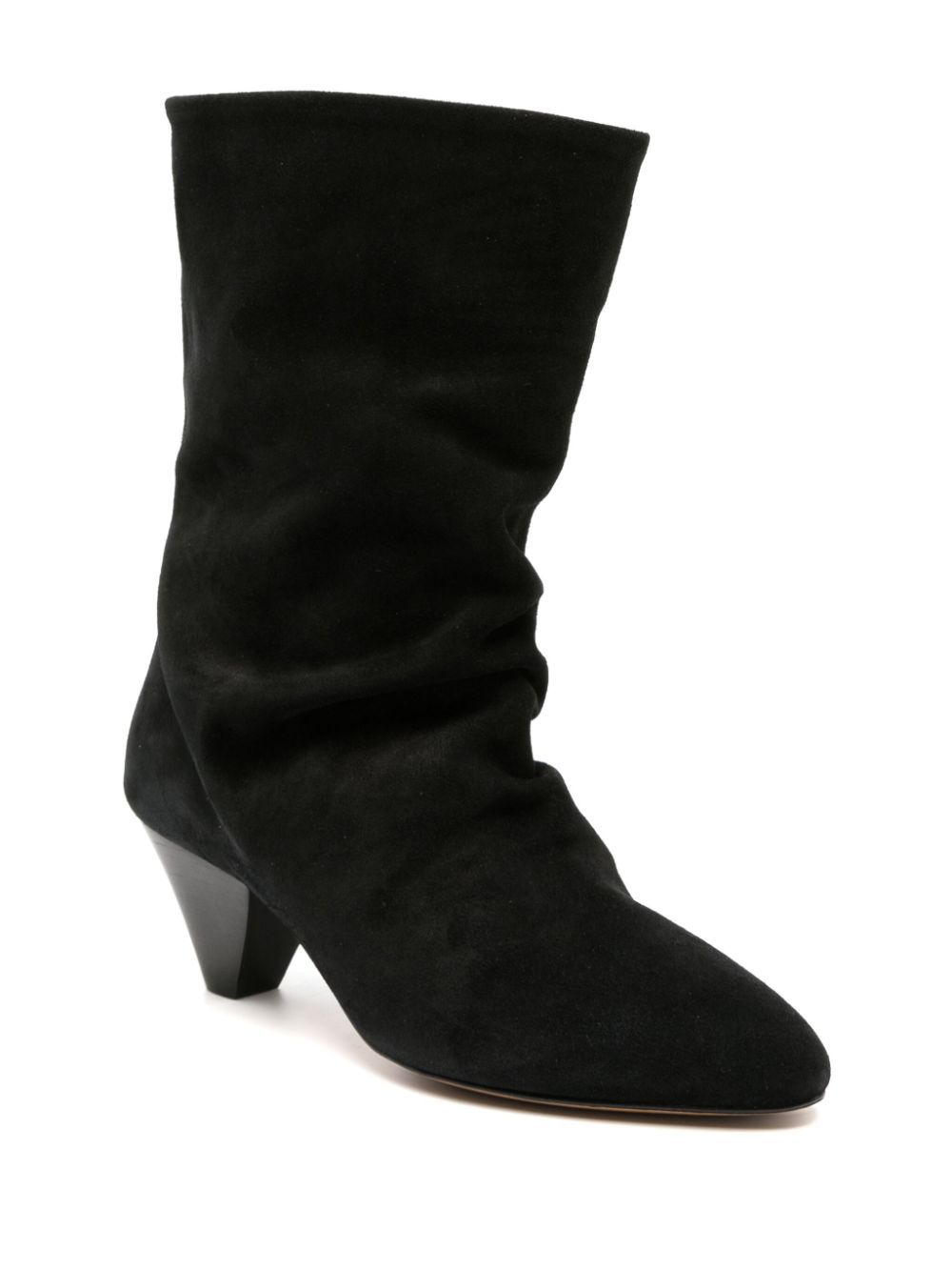 Isabel Marant Suede Leather Cone Heel Ankle Boots In Black