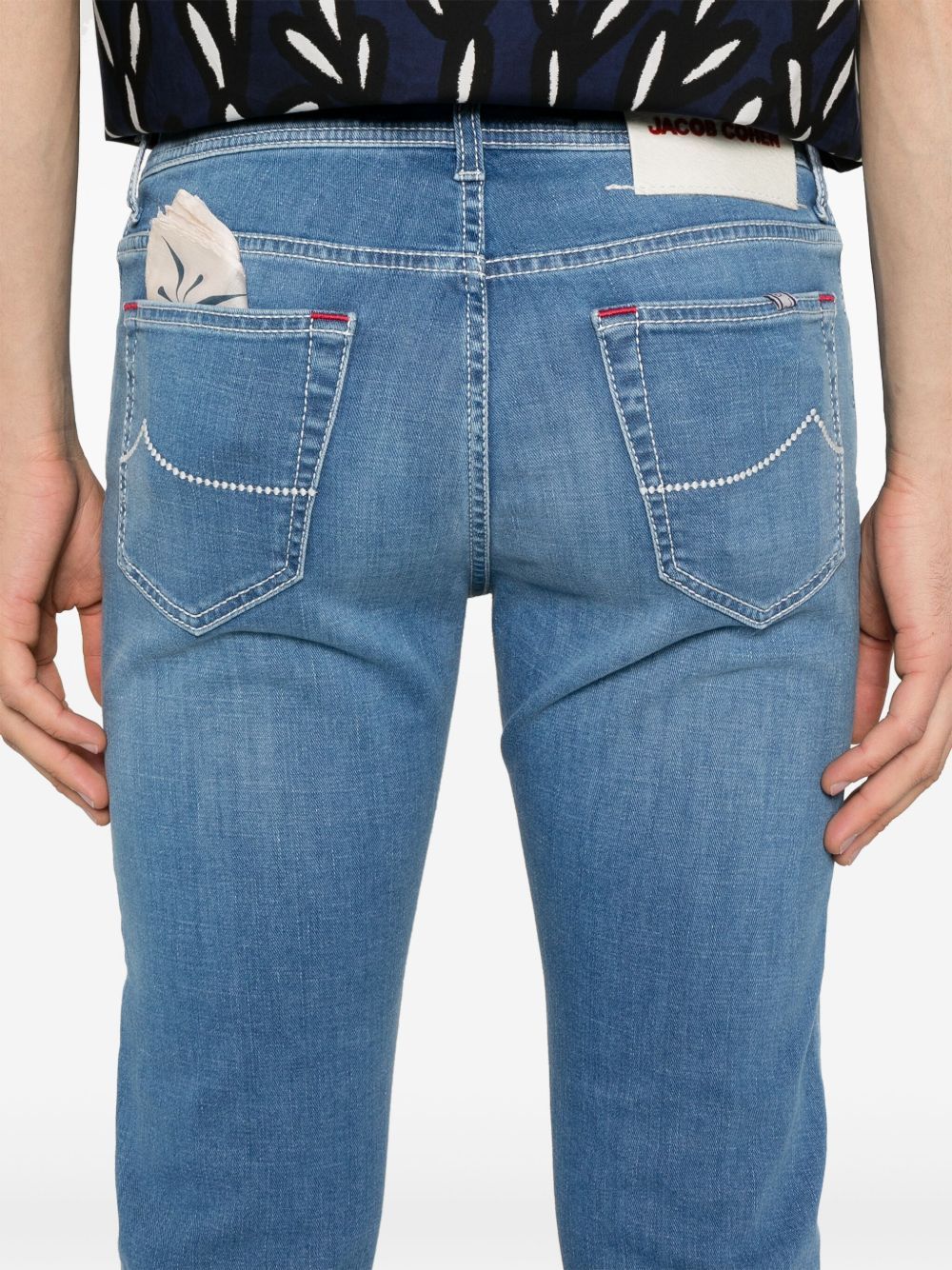 JACOB COHEN BELT LOOP DENIM TROUSERS 
