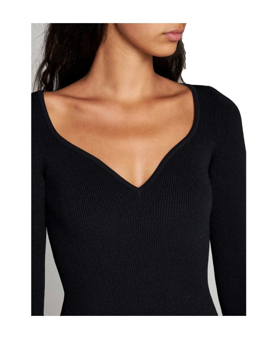Shop Alaïa V-neck Ribbed Minidress In Black