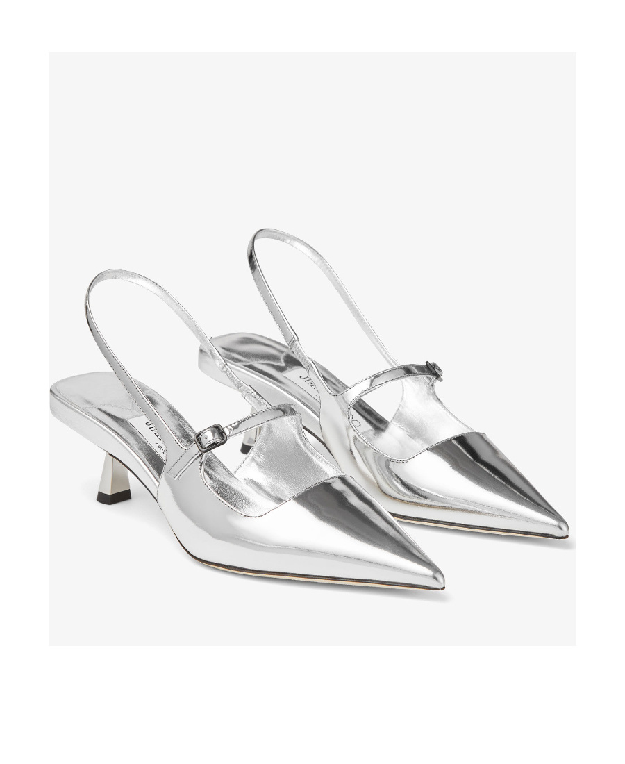 Jimmy Choo 'didi 45' Gold Colored Pumps With Patent Finish In White
